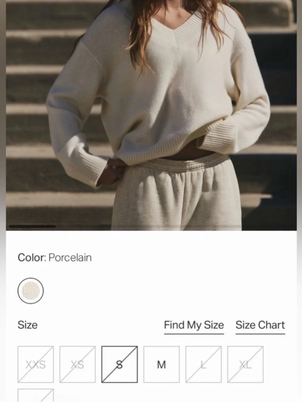 Vuori Porcelain Émilie Cashmere Oversized V-Neck